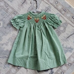 Vive La Fete Baby Girls Smocked Embroidered Reindeer Christmas Dress Sz6m